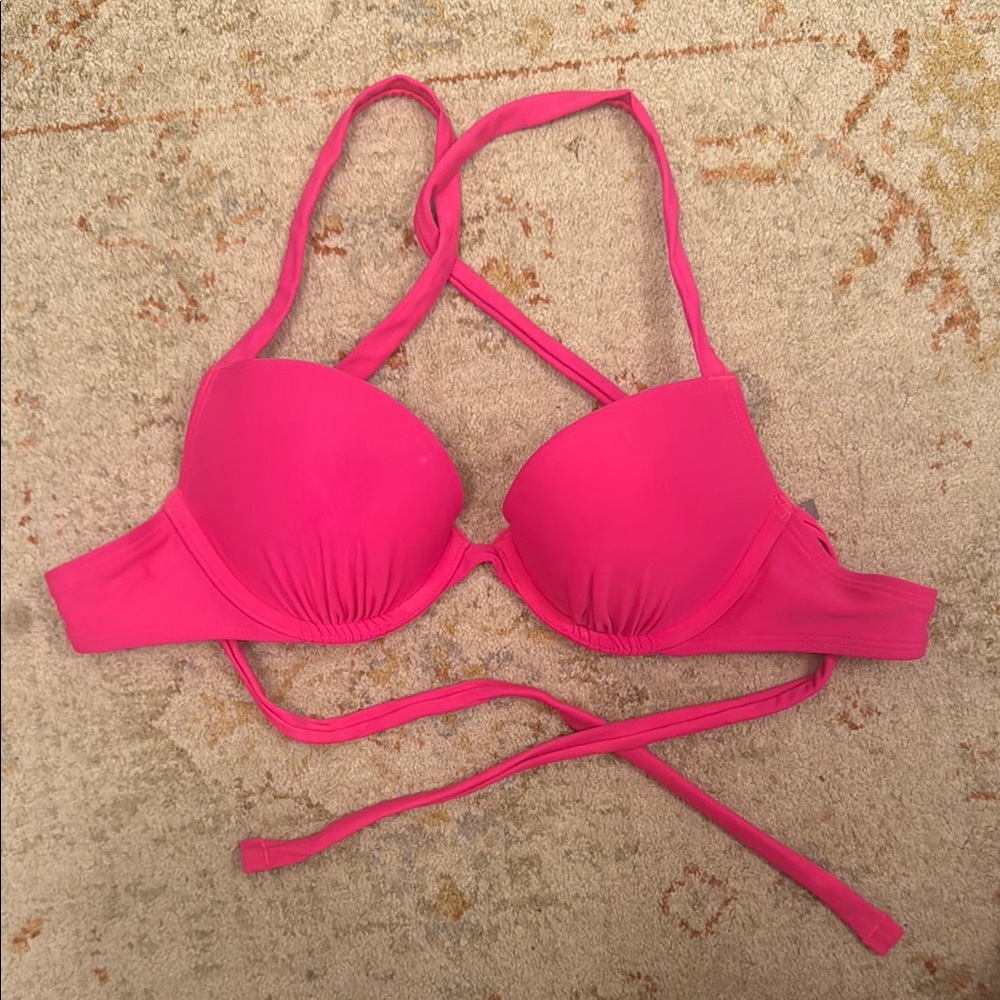 Aerie Vibrant Pink Twist Back Bikini Top